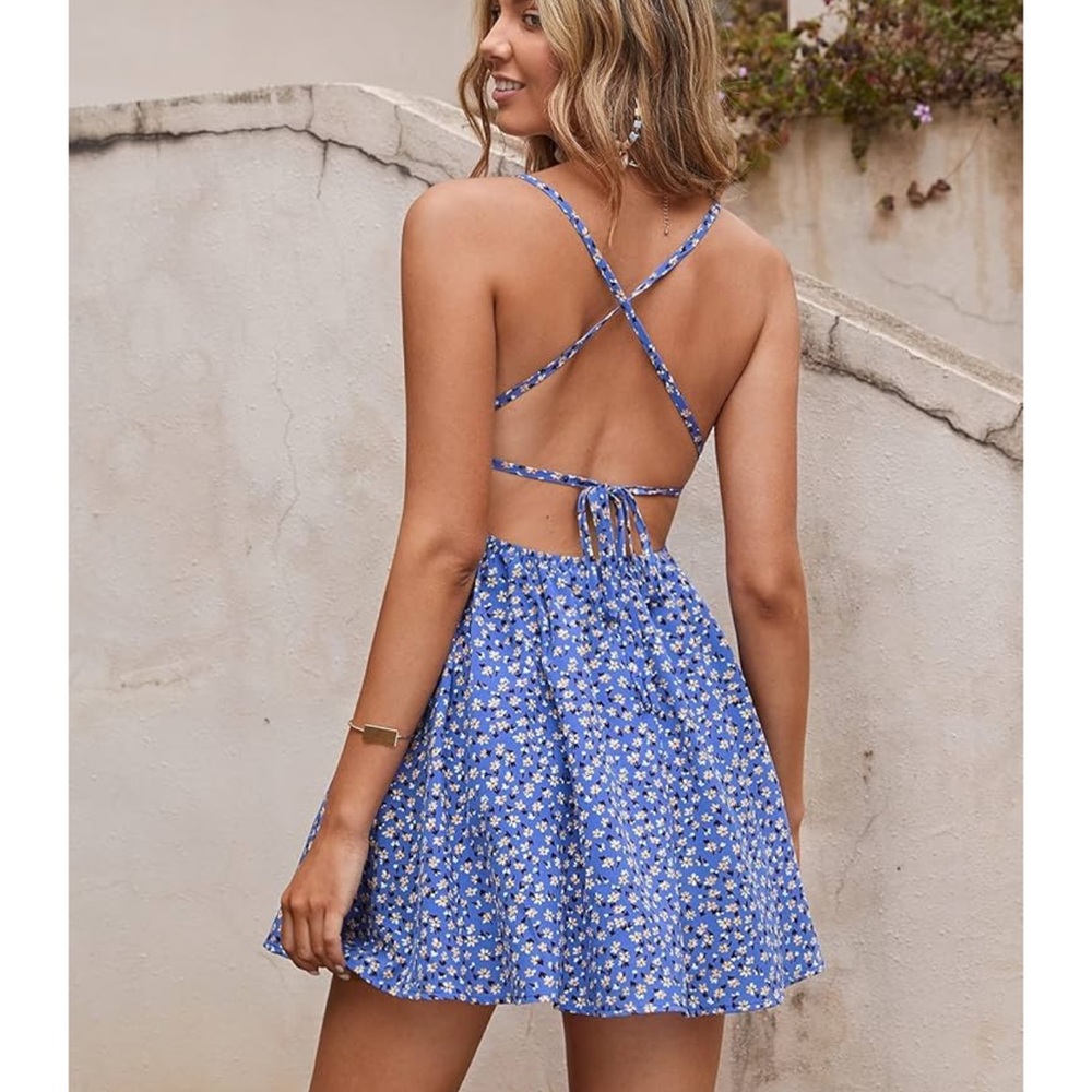 Chic Nation Blue Ruched Mini Sundress - Picture 3 of 5